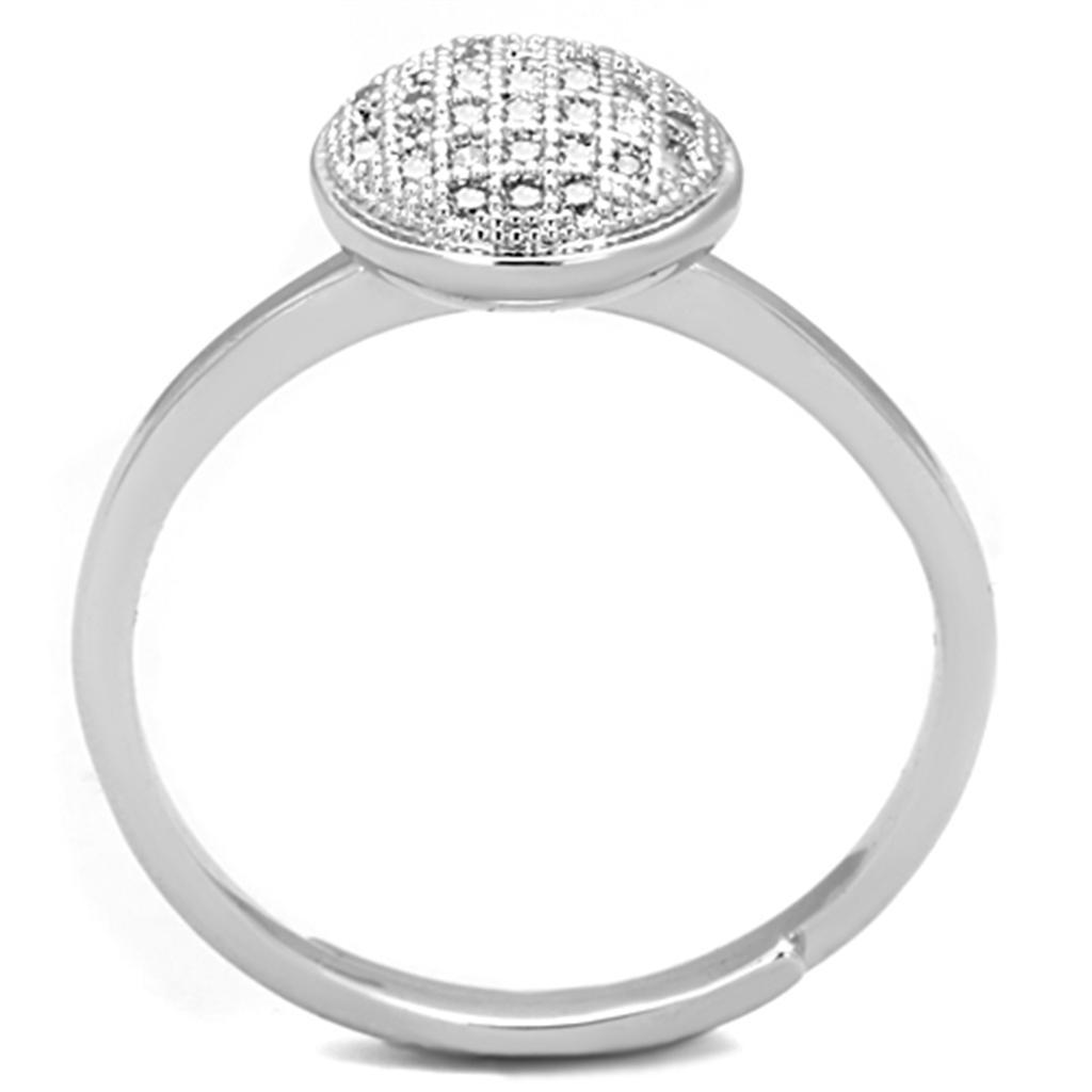 3W749 - Rhodium Brass Ring with AAA Grade CZ  in Clear-2