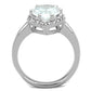 3W750 - Rhodium Brass Ring with AAA Grade CZ  in Clear-2