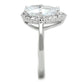 3W750 - Rhodium Brass Ring with AAA Grade CZ  in Clear-3