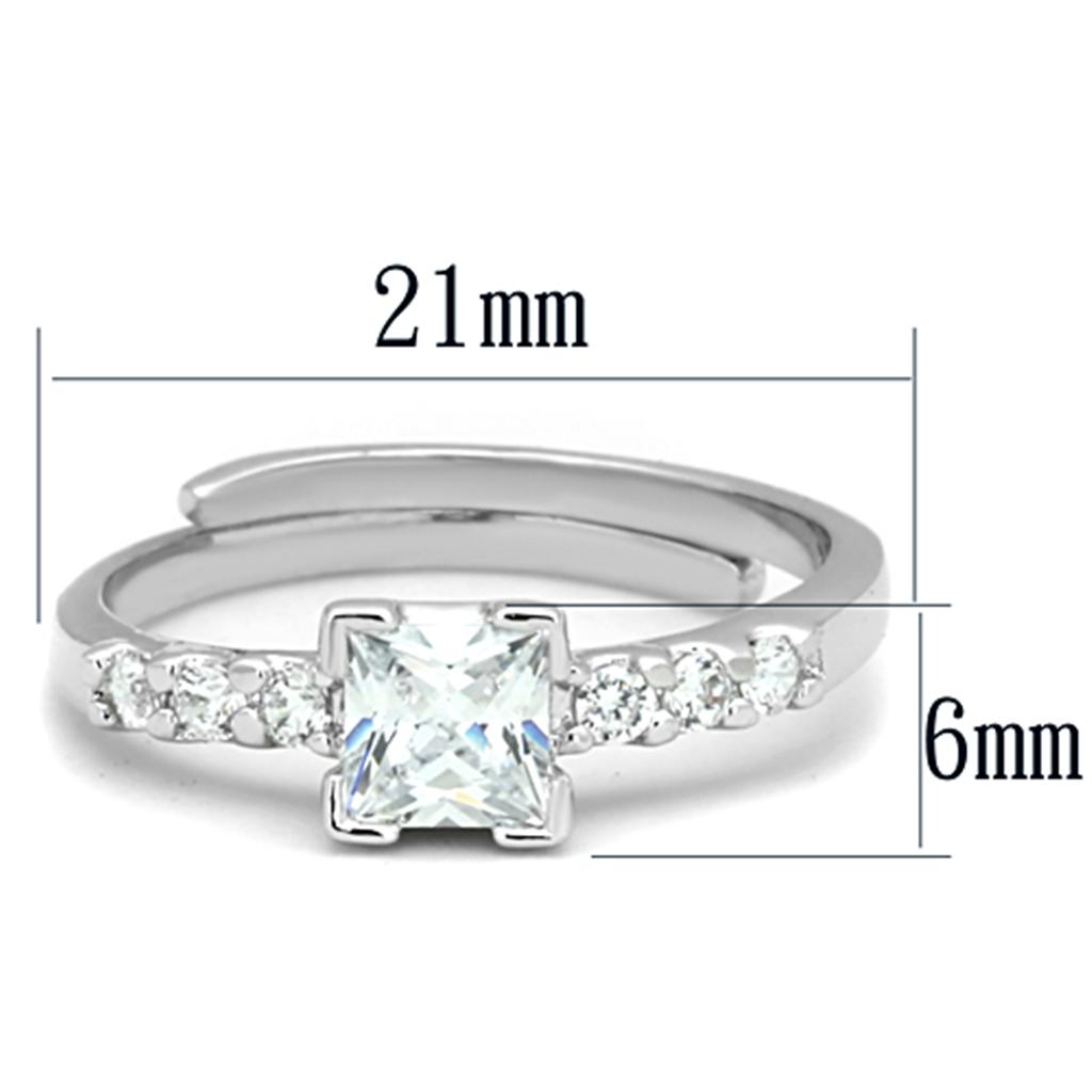 3W751 - Rhodium Brass Ring with AAA Grade CZ  in Clear-1