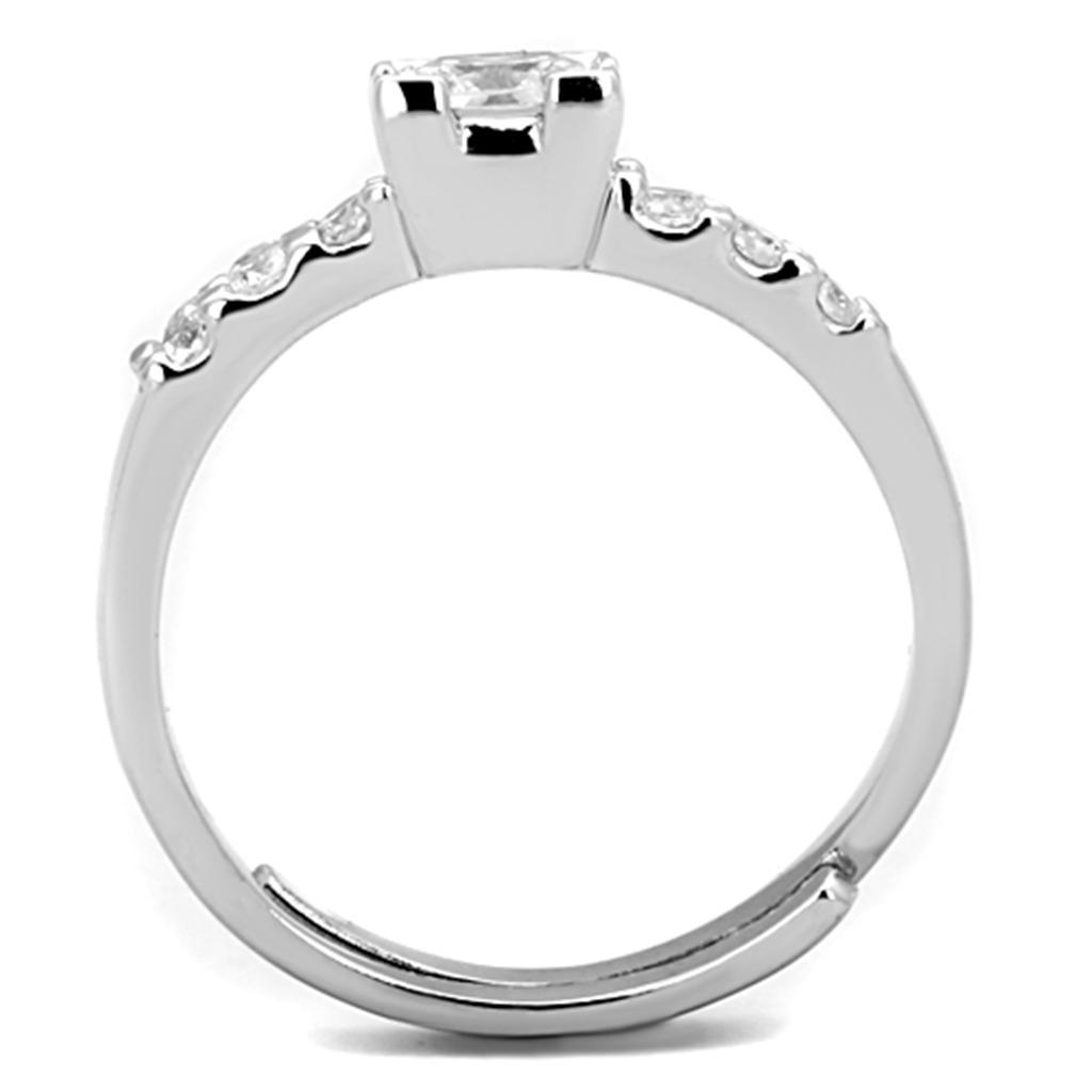 3W751 - Rhodium Brass Ring with AAA Grade CZ  in Clear-2