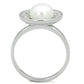 3W755 - Rhodium Brass Ring with Synthetic Pearl in White-2