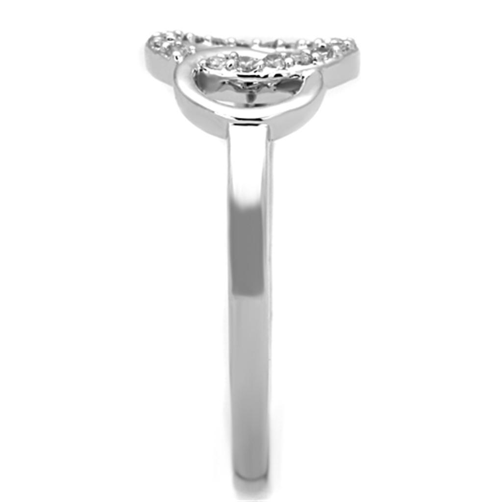 3W756 - Rhodium Brass Ring with AAA Grade CZ  in Clear-3