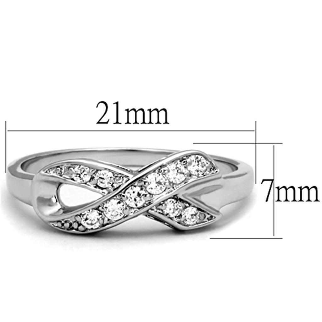 3W757 - Rhodium Brass Ring with AAA Grade CZ  in Clear-1