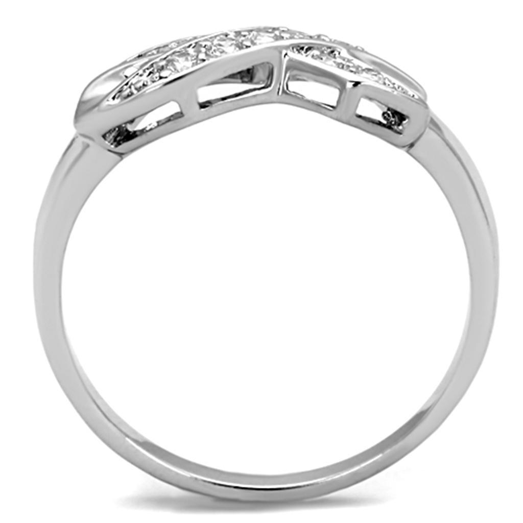 3W757 - Rhodium Brass Ring with AAA Grade CZ  in Clear-2