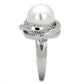 3W759 - Rhodium Brass Ring with Synthetic Pearl in White-3