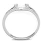 3W762 - Rhodium Brass Ring with AAA Grade CZ  in Clear-2