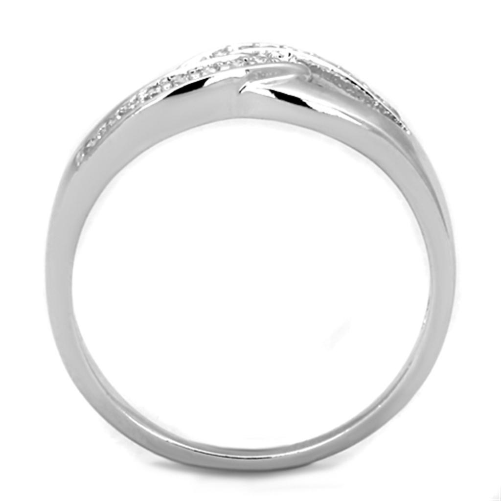 3W763 - Rhodium Brass Ring with AAA Grade CZ  in Clear-2