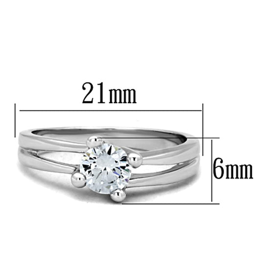 3W764 - Rhodium Brass Ring with AAA Grade CZ  in Clear-1