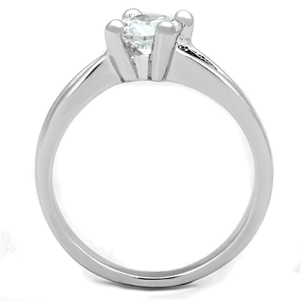 3W764 - Rhodium Brass Ring with AAA Grade CZ  in Clear-2
