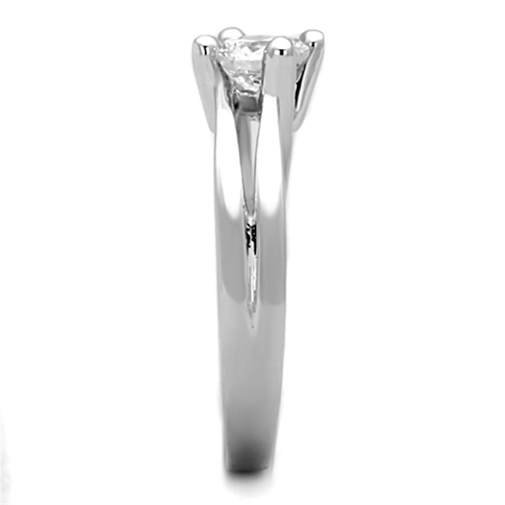 3W764 - Rhodium Brass Ring with AAA Grade CZ  in Clear-3