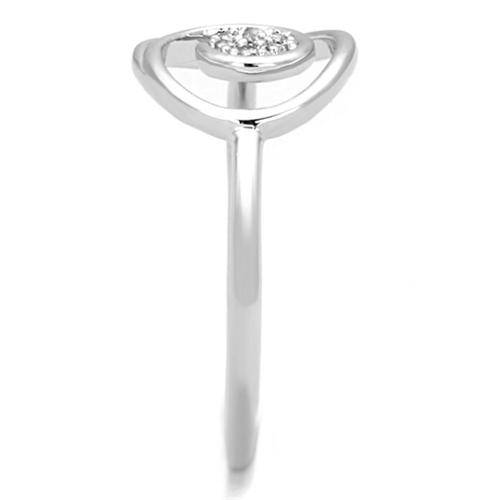 3W765 - Rhodium Brass Ring with AAA Grade CZ  in Clear-3
