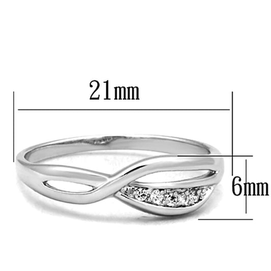 3W768 - Rhodium Brass Ring with AAA Grade CZ  in Clear-1