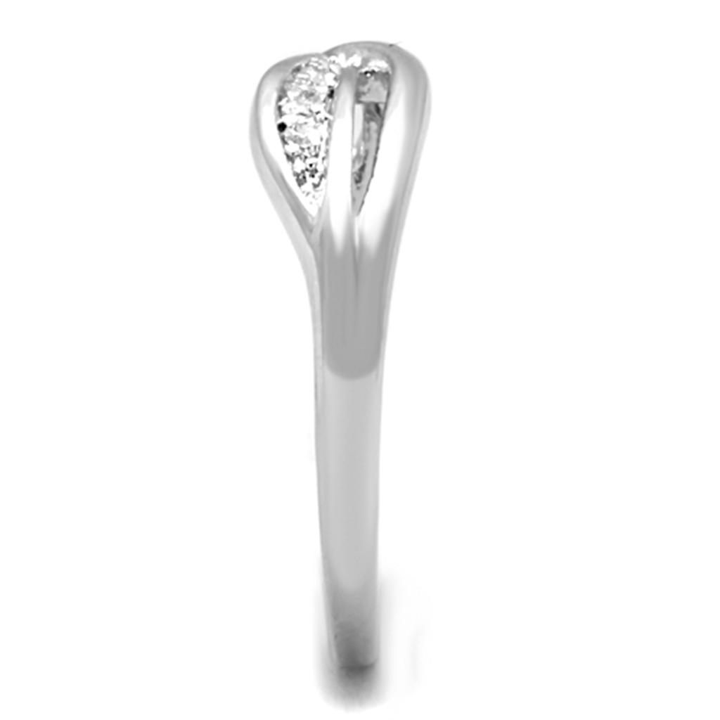 3W768 - Rhodium Brass Ring with AAA Grade CZ  in Clear-3