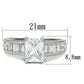 3W769 - Rhodium Brass Ring with AAA Grade CZ  in Clear-1