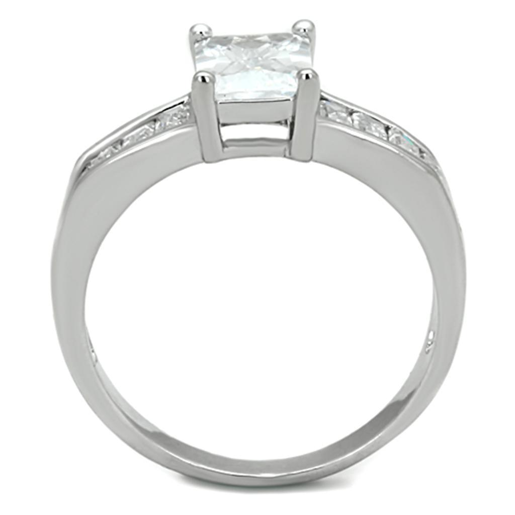 3W769 - Rhodium Brass Ring with AAA Grade CZ  in Clear-2