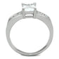 3W769 - Rhodium Brass Ring with AAA Grade CZ  in Clear-2