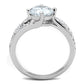 3W770 - Rhodium Brass Ring with AAA Grade CZ  in Clear-2