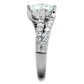 3W770 - Rhodium Brass Ring with AAA Grade CZ  in Clear-3