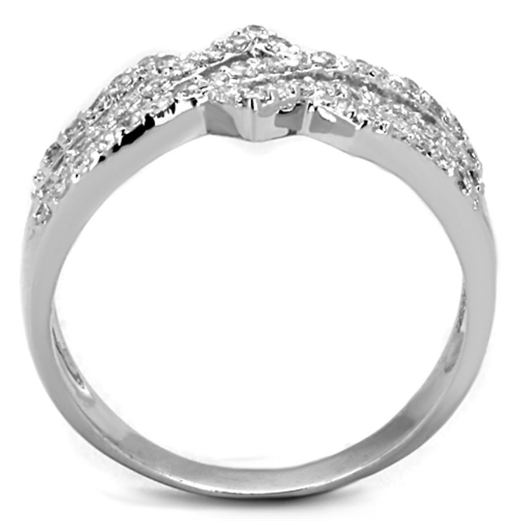 3W771 - Rhodium Brass Ring with AAA Grade CZ  in Clear-2