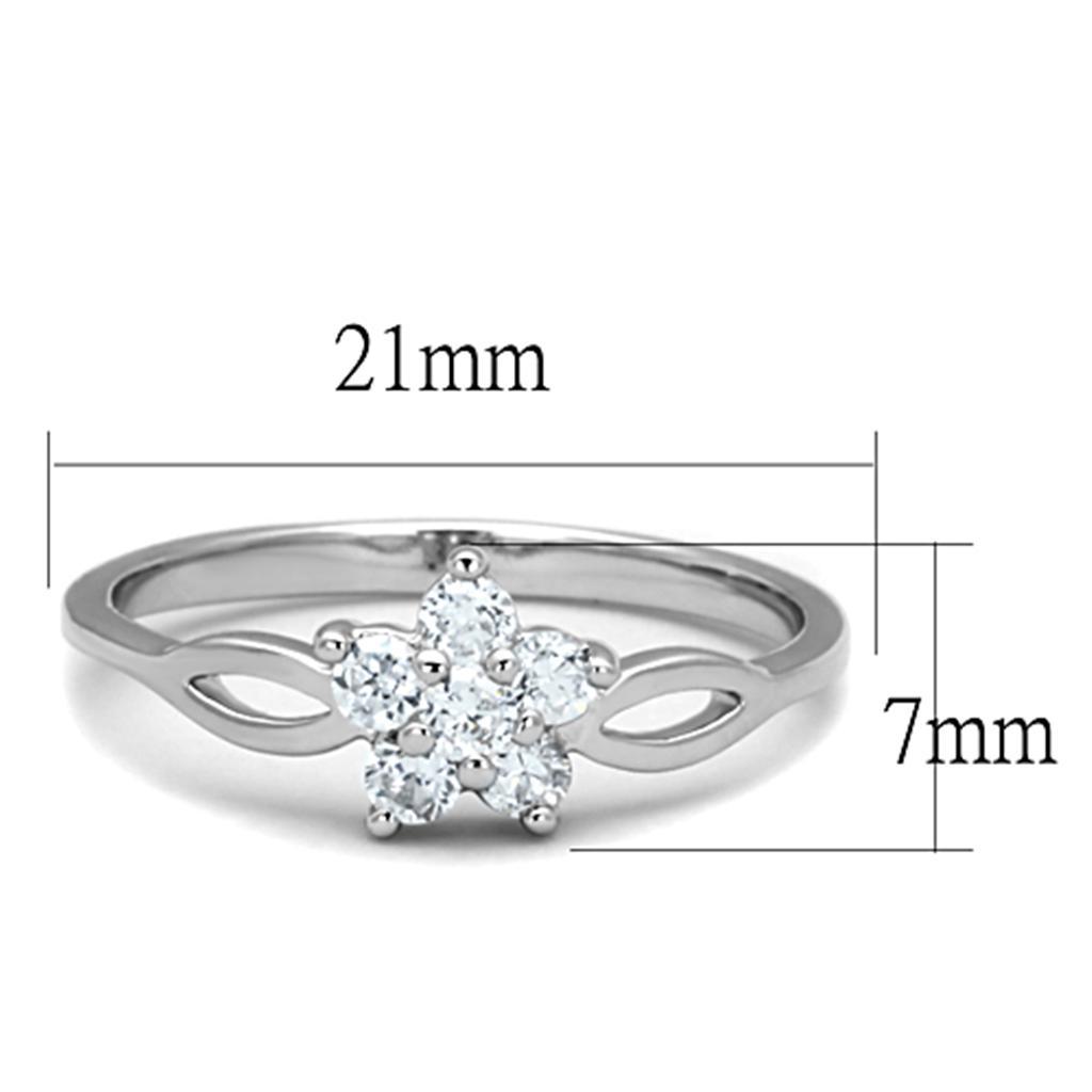 3W775 - Rhodium Brass Ring with AAA Grade CZ  in Clear-1