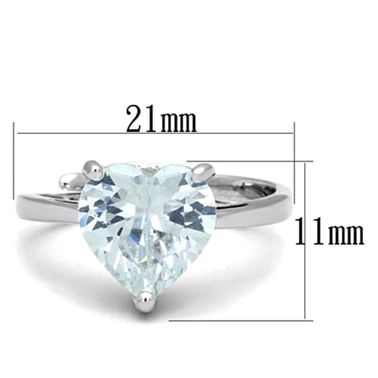 3W776 - Rhodium Brass Ring with AAA Grade CZ  in Clear-1