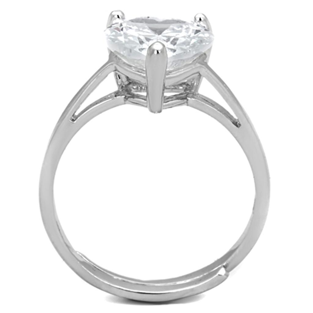 3W776 - Rhodium Brass Ring with AAA Grade CZ  in Clear-2