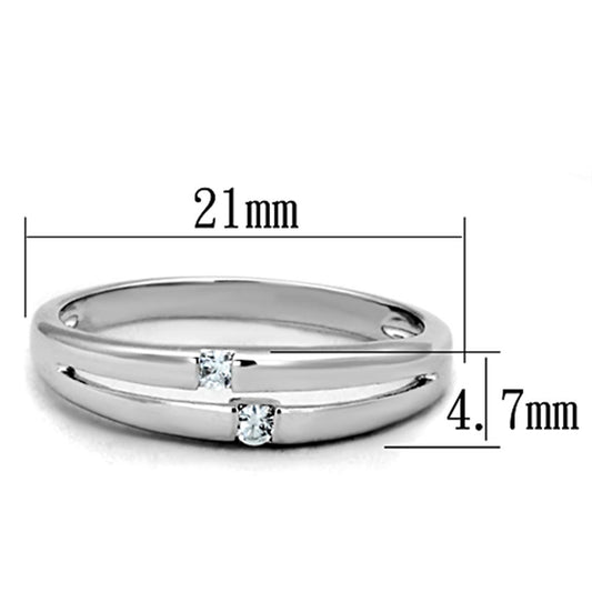 3W779 - Rhodium Brass Ring with AAA Grade CZ  in Clear-1