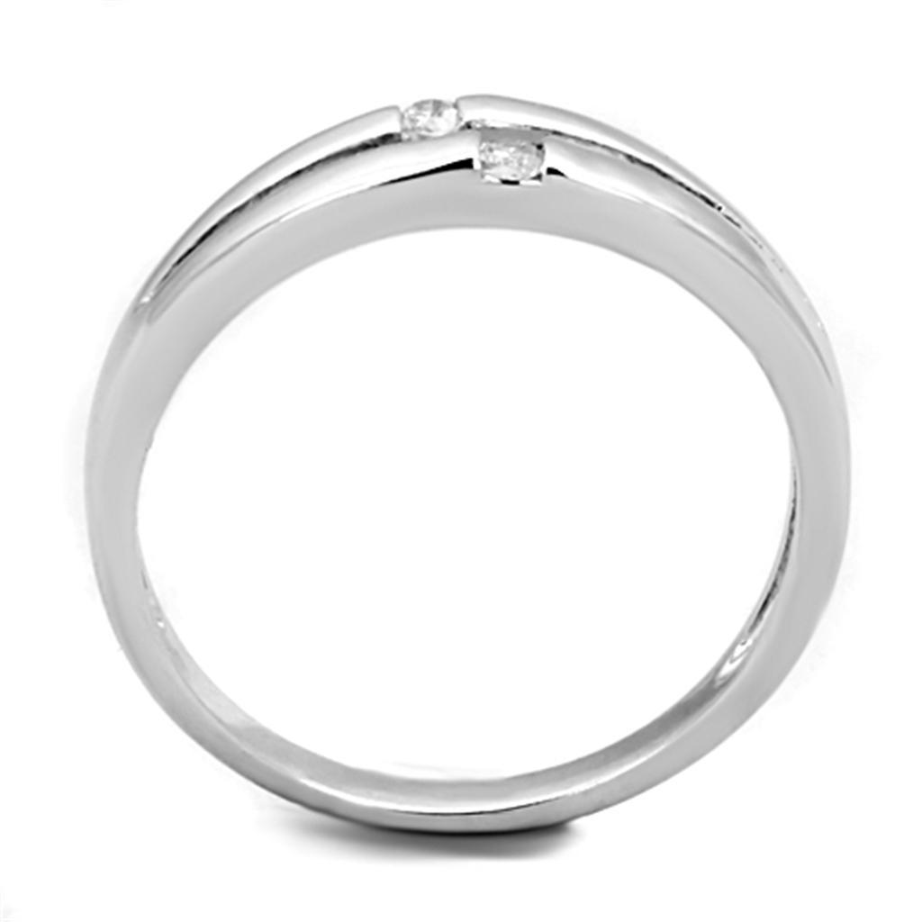 3W779 - Rhodium Brass Ring with AAA Grade CZ  in Clear-2