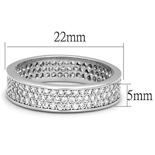 3W781 - Rhodium Brass Ring with AAA Grade CZ  in Clear-1