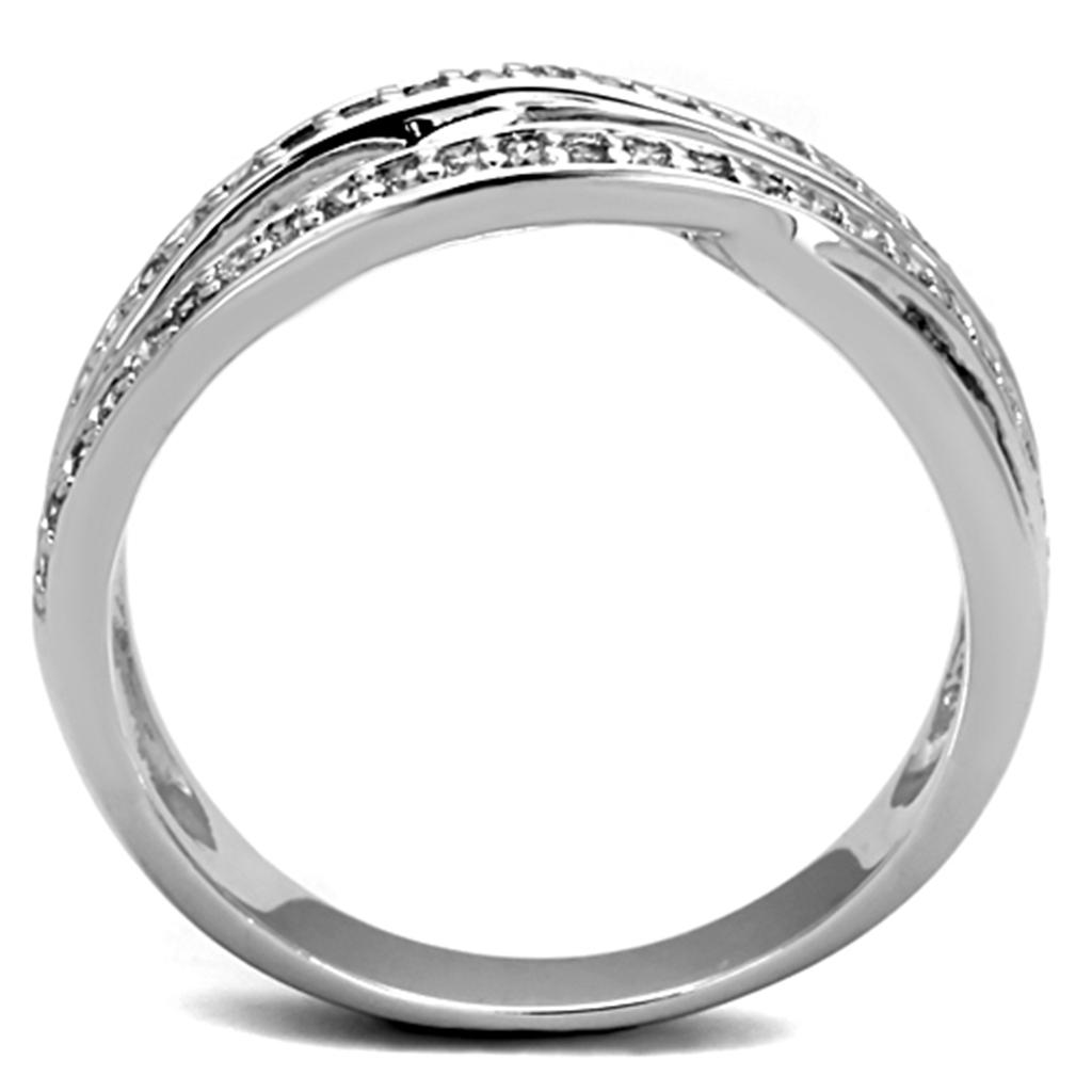 3W782 - Rhodium Brass Ring with AAA Grade CZ  in Clear-2