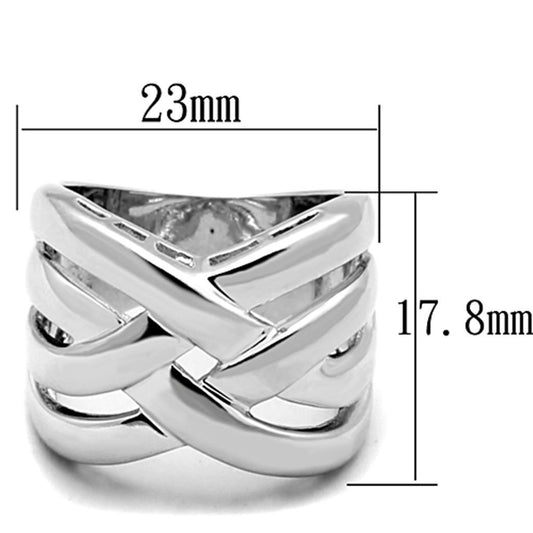 3W784 - Rhodium Brass Ring with No Stone-1