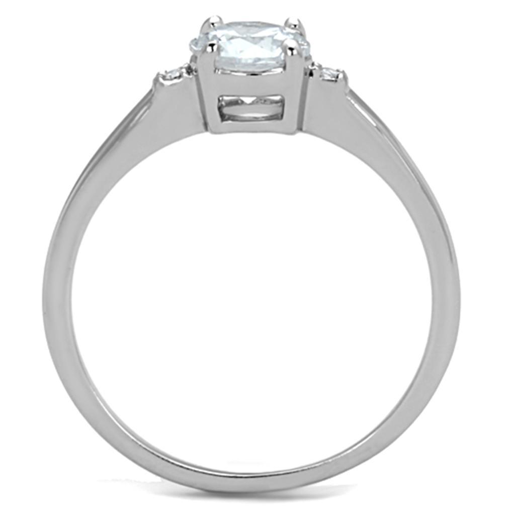 3W786 - Rhodium Brass Ring with AAA Grade CZ  in Clear-2