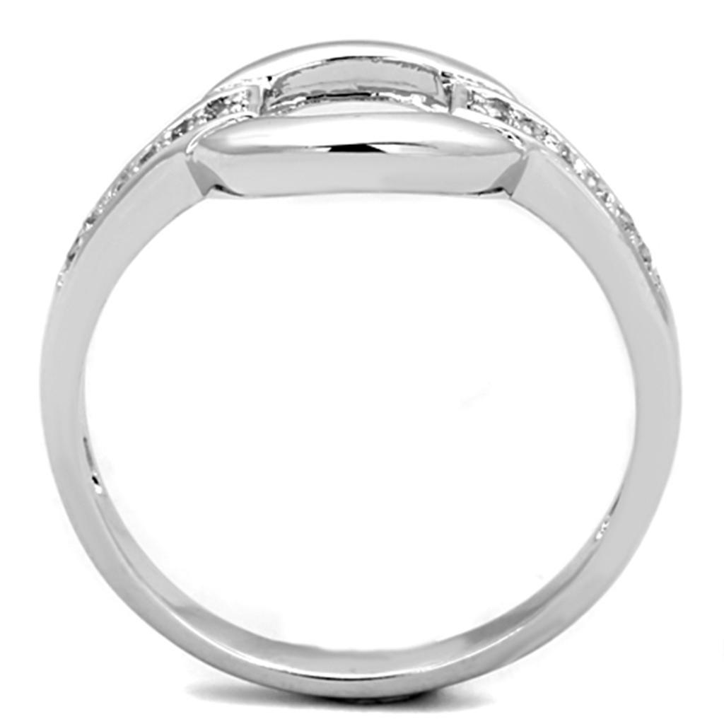 3W790 - Rhodium Brass Ring with AAA Grade CZ  in Clear-2