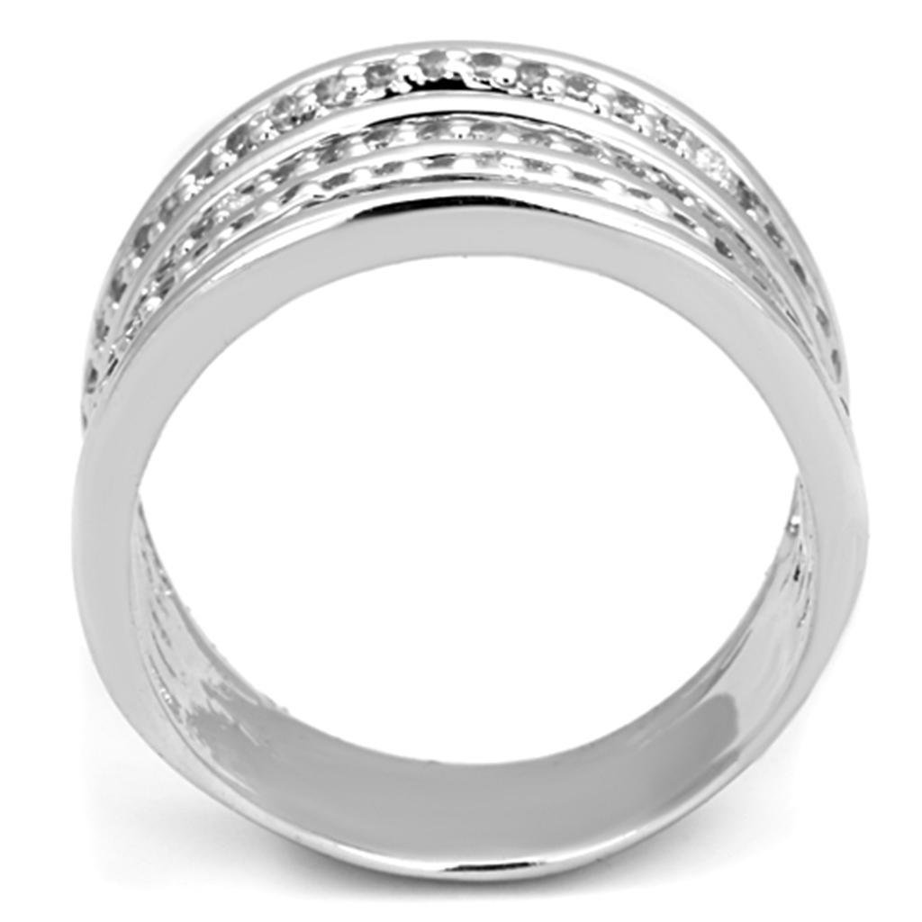 3W791 - Rhodium Brass Ring with AAA Grade CZ  in Clear-2