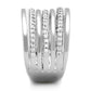 3W791 - Rhodium Brass Ring with AAA Grade CZ  in Clear-3