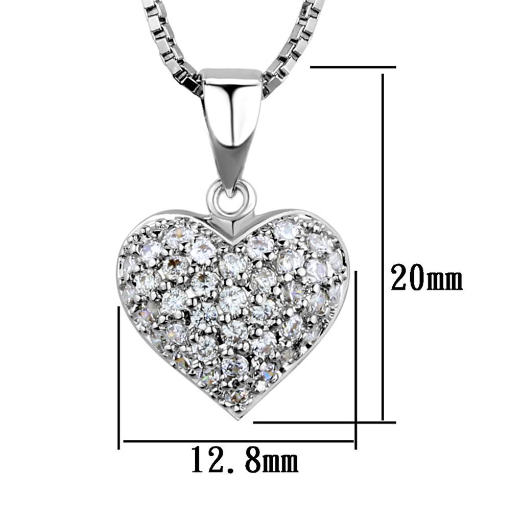 3W793 - Rhodium Brass Chain Pendant with AAA Grade CZ  in Clear-1