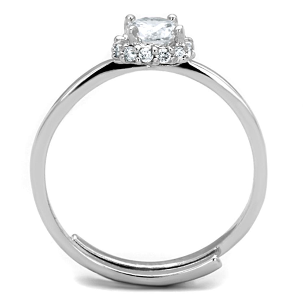3W795 - Rhodium Brass Ring with AAA Grade CZ  in Clear-2