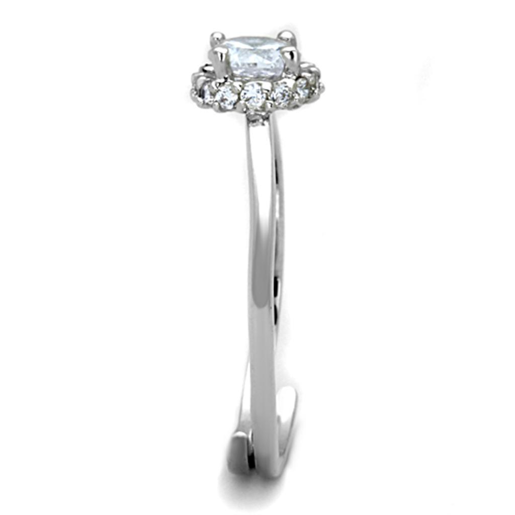 3W795 - Rhodium Brass Ring with AAA Grade CZ  in Clear-3