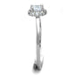 3W795 - Rhodium Brass Ring with AAA Grade CZ  in Clear-3