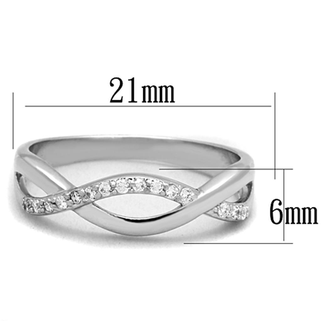 3W796 - Rhodium Brass Ring with AAA Grade CZ  in Clear-1