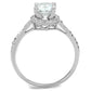 3W801 - Rhodium Brass Ring with AAA Grade CZ  in Clear-2