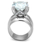 3W802 - Rhodium Brass Ring with AAA Grade CZ  in Clear-2