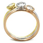 3W804 - Rhodium + Gold + Rose Gold Brass Ring with AAA Grade CZ  in Clear-2