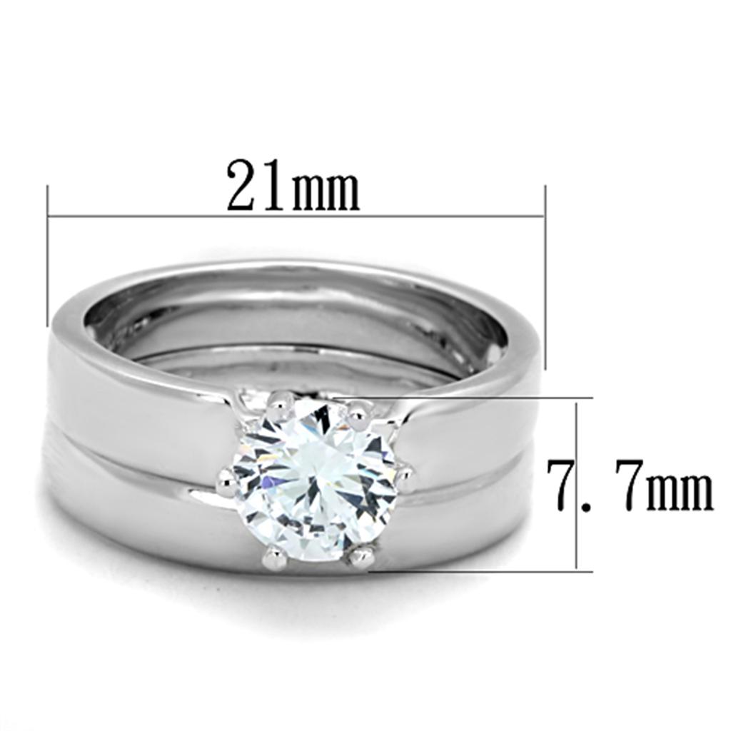 3W805 - Rhodium Brass Ring with AAA Grade CZ  in Clear-1