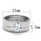 3W805 - Rhodium Brass Ring with AAA Grade CZ  in Clear-1