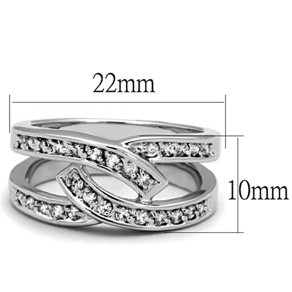 3W806 - Rhodium Brass Ring with AAA Grade CZ  in Clear-1
