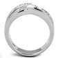 3W806 - Rhodium Brass Ring with AAA Grade CZ  in Clear-2