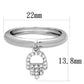 3W808 - Rhodium Brass Ring with AAA Grade CZ  in Clear-1