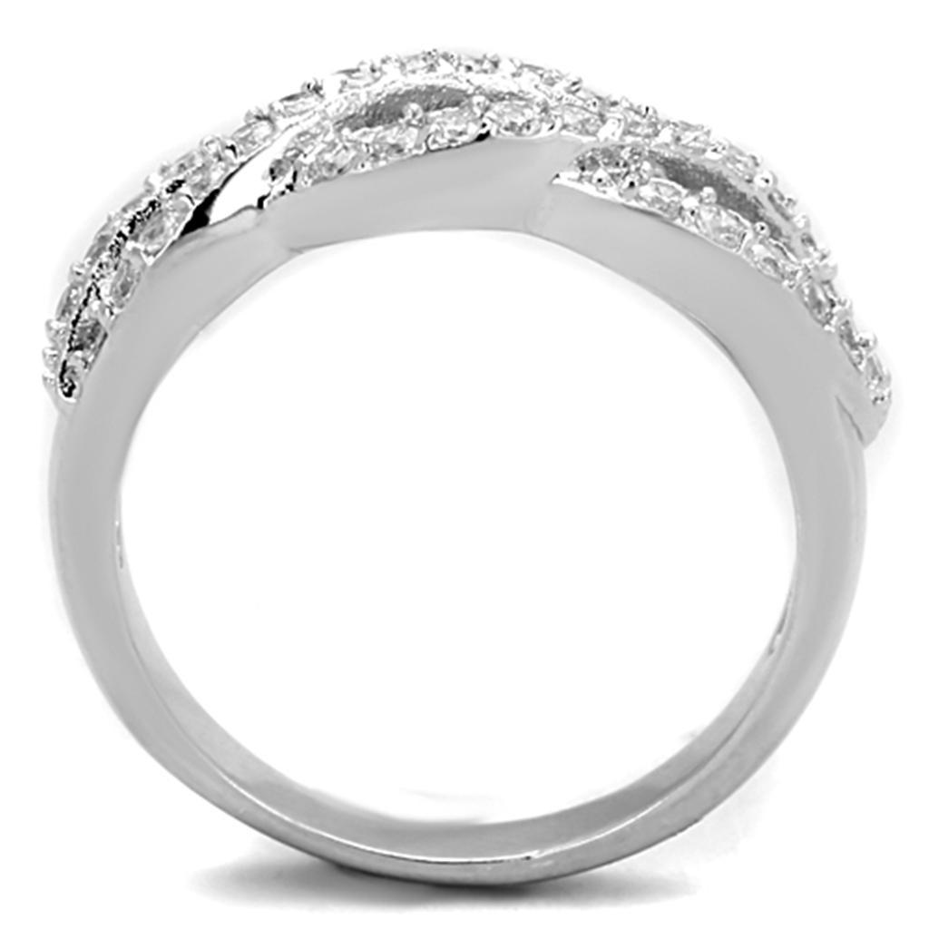3W809 - Rhodium Brass Ring with AAA Grade CZ  in Clear-2